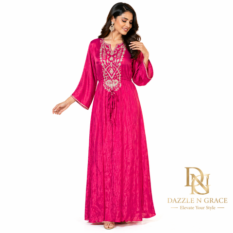Royal Fuchsia Embroidered Anarkali Gown | Zari Shimmer Ethnic Wear | Wedding Festive