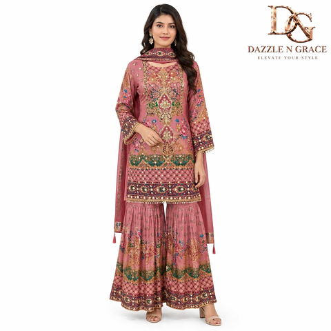 Rose Garden Digital Print Ghaghra Kurti Suit Set | Floral Paisley Ethnic 3-Piece