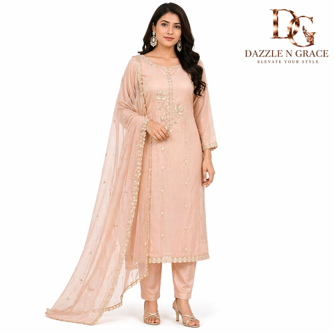 Lavender Pearl Embroidered Salwar Suit with Dupatta