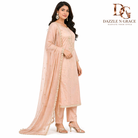 Lavender Pearl Embroidered Salwar Suit with Dupatta