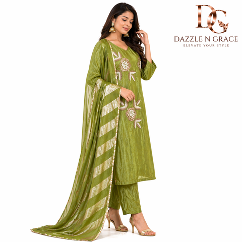 Mehndi Bloom Green Embroidered Salwar Suit with Dupatta | Festive Ethnic Wear for Women