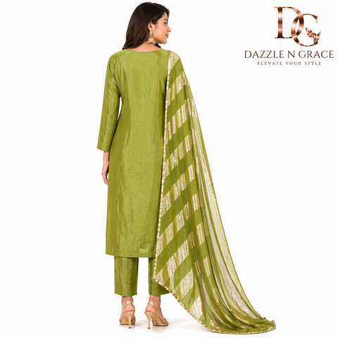 Mehndi Bloom Green Embroidered Salwar Suit with Dupatta | Festive Ethnic Wear for Women