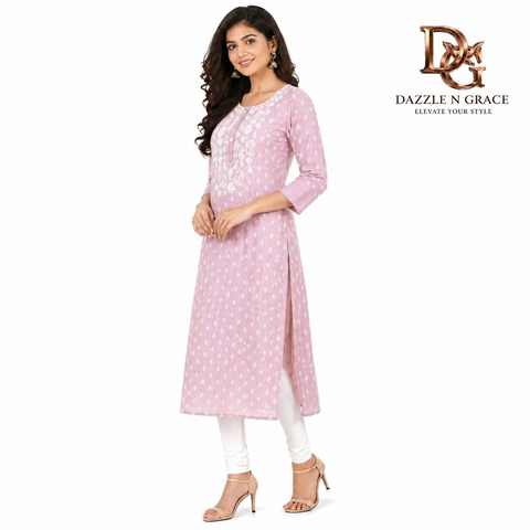 Chikankari Embroidered Long Kurti