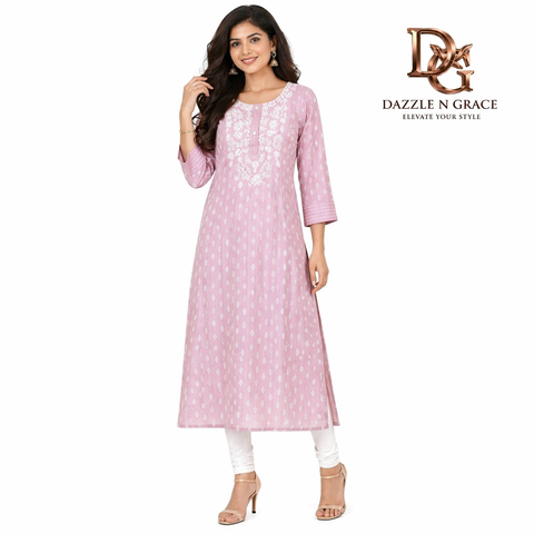 Chikankari Embroidered Long Kurti