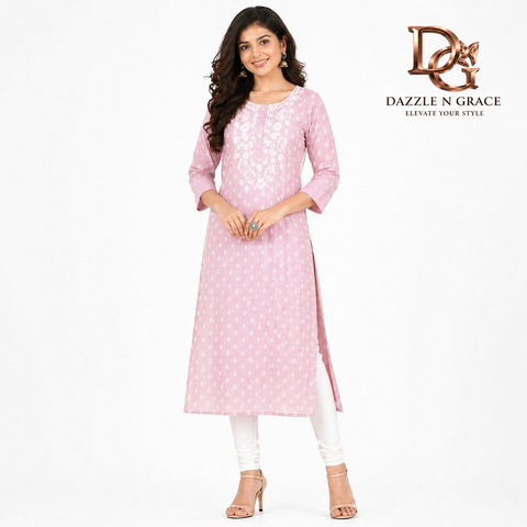 Chikankari Embroidered Long Kurti