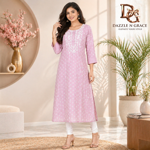 Chikankari Embroidered Long Kurti