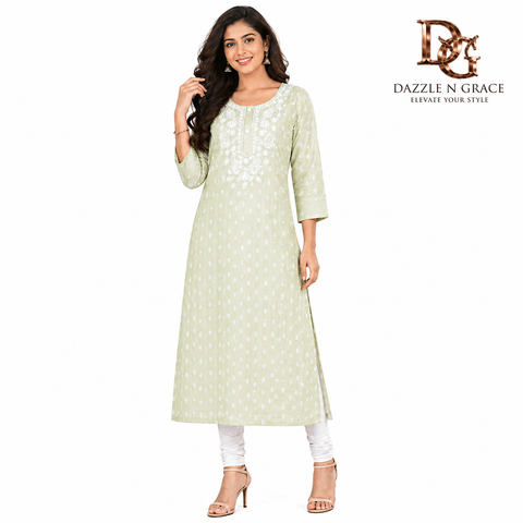 Chikankari Embroidered Long Kurti