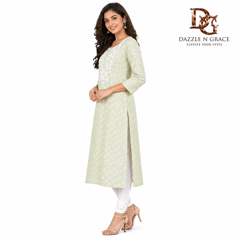 Chikankari Embroidered Long Kurti