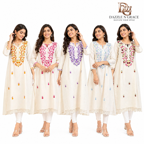 Hand Embroidered Cotton Kurti