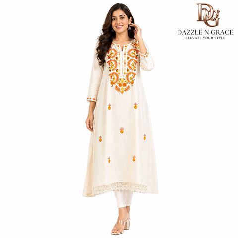 Hand Embroidered Cotton Kurti