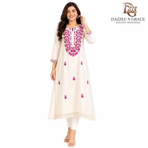 Hand Embroidered Cotton Kurti