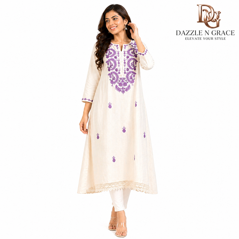 Hand Embroidered Cotton Kurti