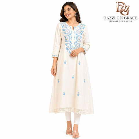 Hand Embroidered Cotton Kurti