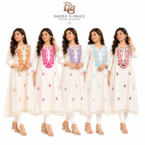 Hand Embroidered Cotton Kurti