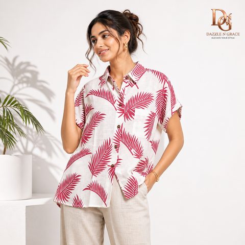 Thailand Leafy Print Casual Rayon Shirt — Bold Botanical Patterns in 5 Colours