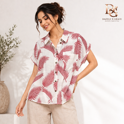 Thailand Leafy Print Casual Rayon Shirt — Bold Botanical Patterns in 5 Colours