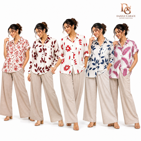 Thailand Leafy Print Casual Rayon Shirt — Bold Botanical Patterns in 5 Colours