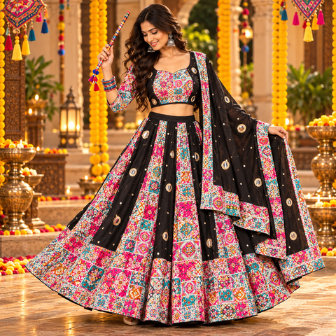 Garba Special Printed Chaniya Choli with Dupatta | Navratri Collection