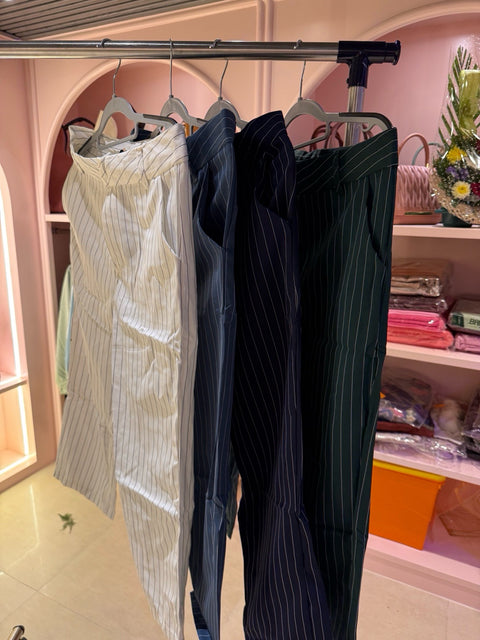 Striped Slim-Fit Pure Cotton Pants — Classic Stripes in 4 Elegant Colour Combinations