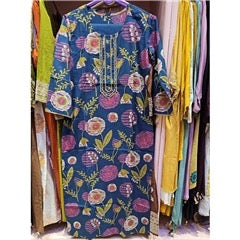 Midnight Blue Bold Floral Statement Salwar Suit with Dupatta | Festive Ethnic Wear for Women