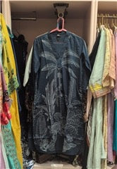 Midnight Blue Tropical Leaf Print Salwar Suit | Casual Office Ethnic Wear for Women
