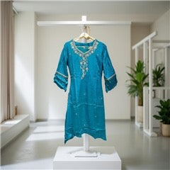 Teal Blossom Floral Embroidered Salwar Suit with Sequin Accents & Dupatta | Festive Ethnic Wear