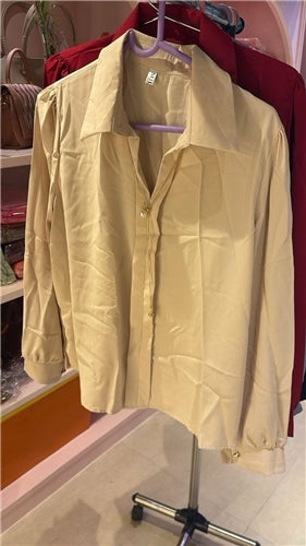 Solid Puff Sleeve Collared Shirt — Premium Polyester Blend in 9 Elegant Shades