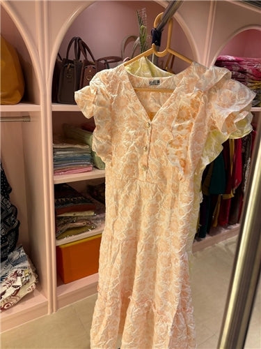 Women’s Crinkled Floral Cotton Frock — Ruffle Sleeves in 6 Pastel Colours | Free Size