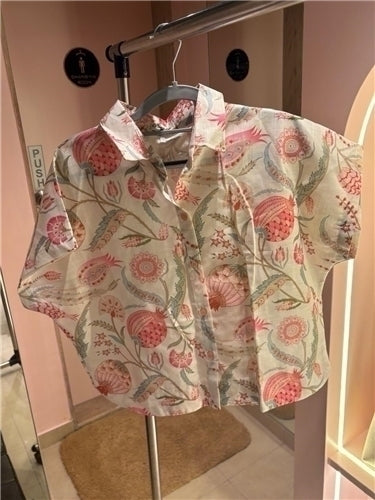 Floral Printed Cotton Casual Shirt — Pastel Multicolour Button-Down for Women
