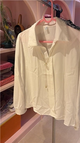 Solid Puff Sleeve Collared Shirt — Premium Polyester Blend in 9 Elegant Shades