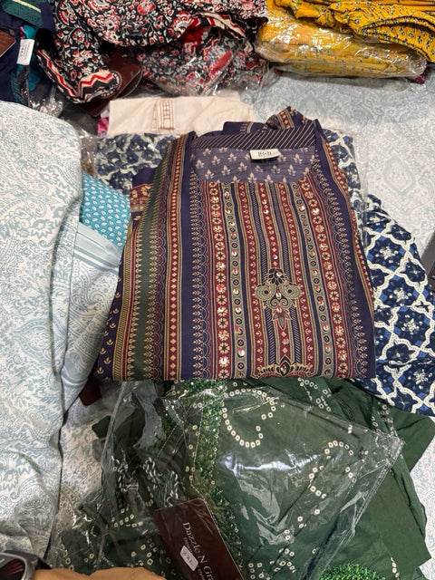 Kasa Navy Blue Printed & Embroidered Salwar Suit with Pant Set | Festive Ethnic Wear for Women