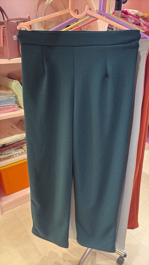 Elegant High-Waist Straight-Fit Pants — Polished Polyester Trousers for Women