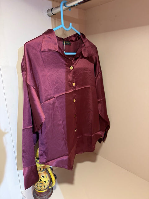 Mish Elegant Satin & Embellished Tops — Wine, Mauve, Pink & Purple Party Wear